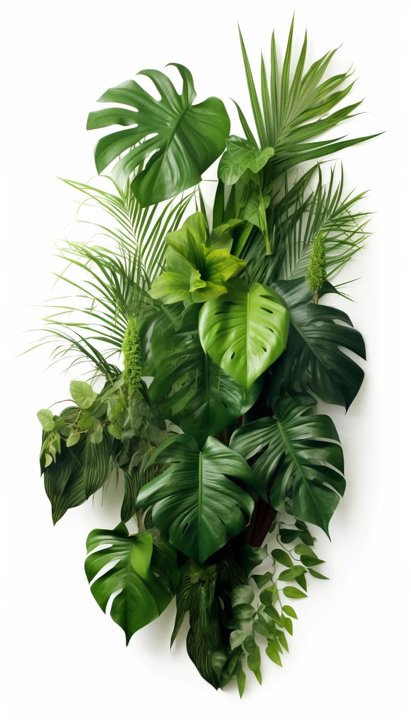 AI-generated vibrant assortment of tropical plants symbolizing growth and innovation, echoing the dynamic evolution in web and mobile development.