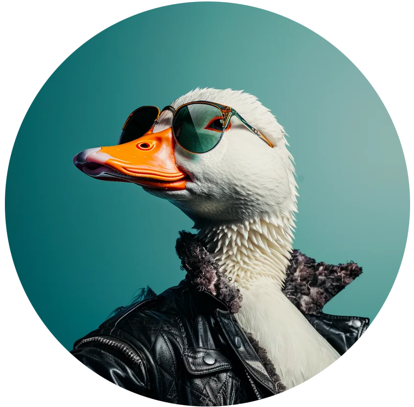 Le Wise Duck Dev dégage une attitude de rockstar, équipé pour une productivité maximale dans la gestion de projet alimentée grâce aux GPTs et un flux de travail efficaces.